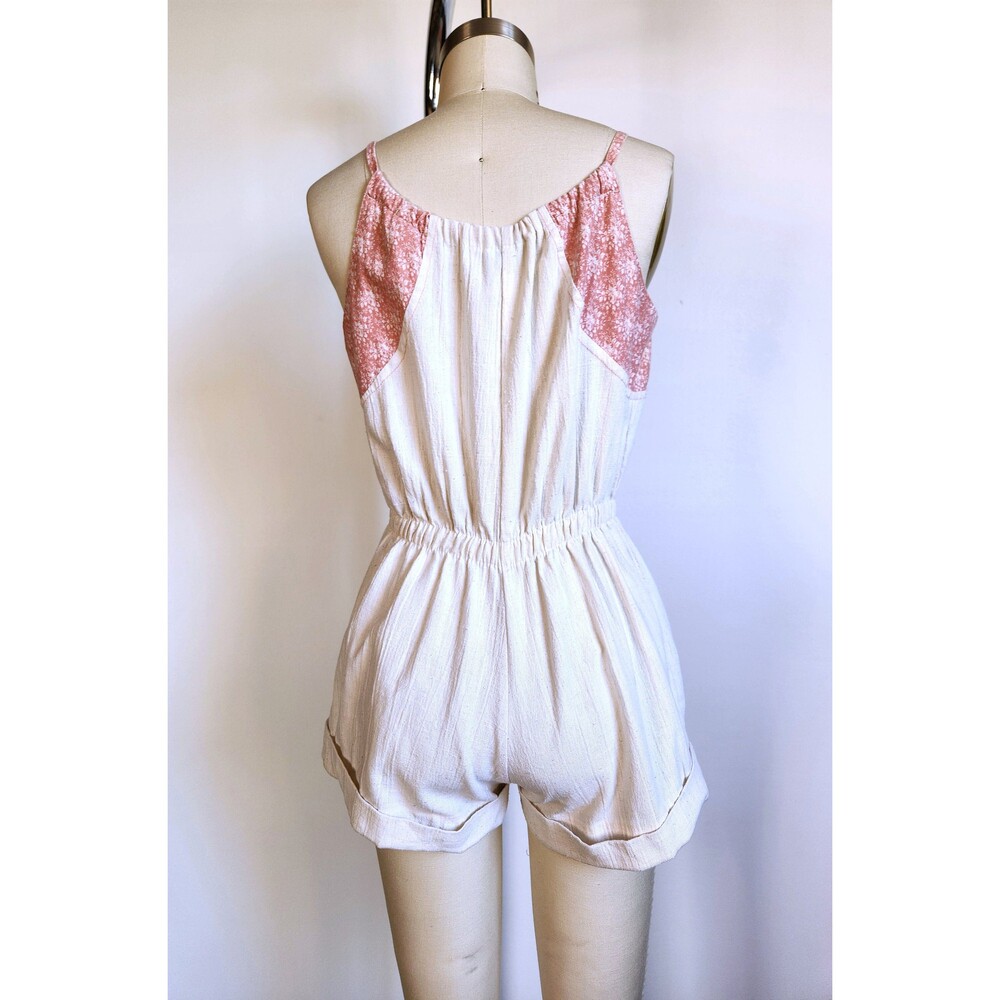 Vintage Mini Romper Jumpsuit Overall - Short Shorts Overall Boho Bohemian 80s XS - Picture 9 of 10